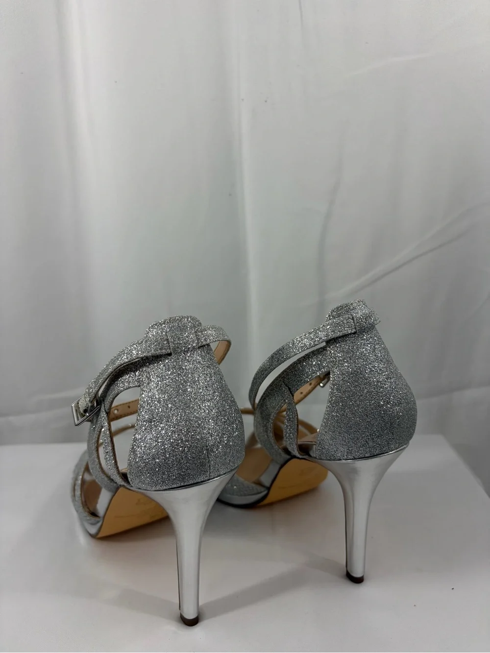 NWT I. Miller Women’s Size 6.5 Silver Glitter Strappy High Heel Sandals